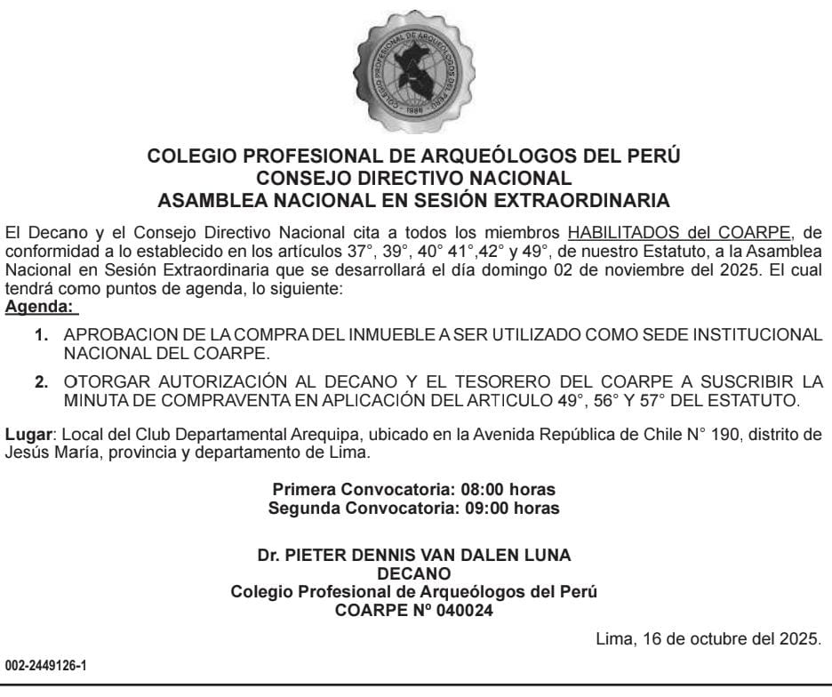 ASAMBLEA NACIONAL EN SESIÓN EXTRAORDINARIA DEL COARPE